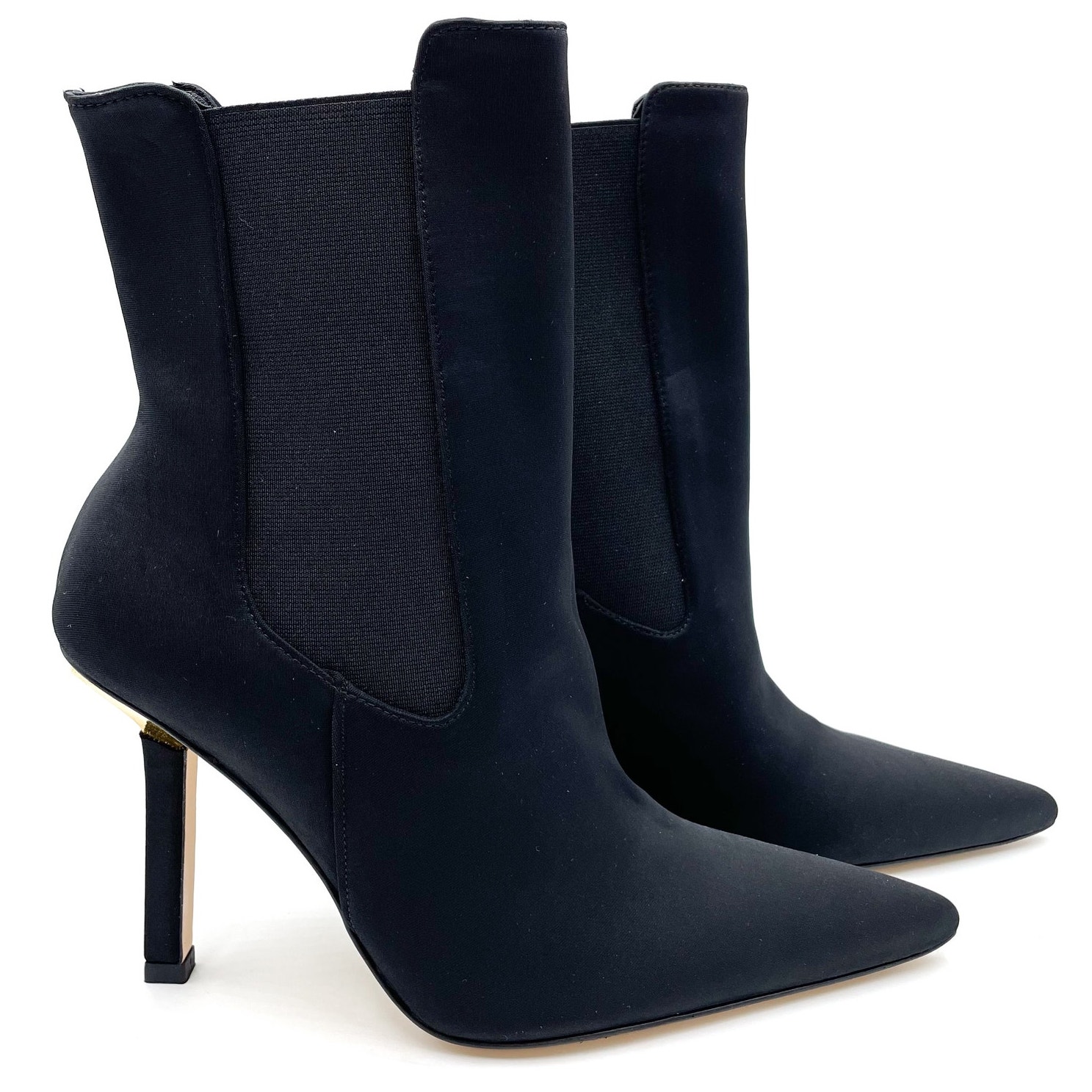 Good American High Kickstand Sock Boots Black Neoprene Stiletto Heels Sz 8.5